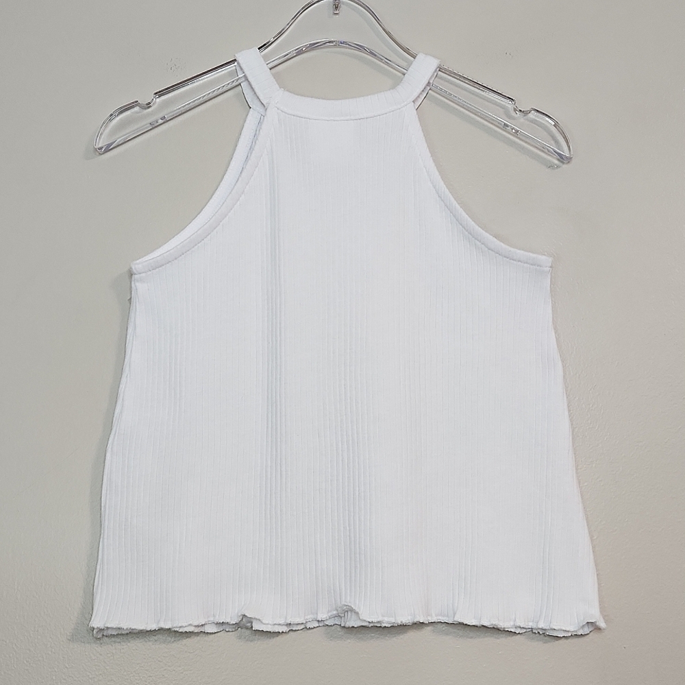 3/$15 Zara Girls White Ribbed Cropped Halter Tank, Size 5 ~ EUC - Picture 2 of 4
